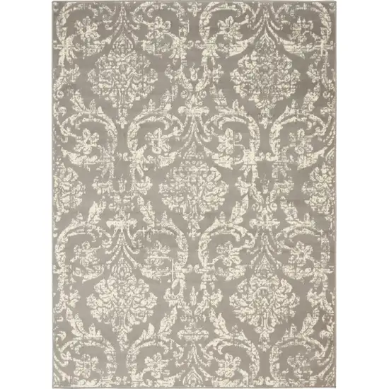 Gray Damask Power Loom Area Rug Photo 2