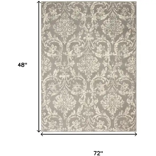 Gray Damask Power Loom Area Rug Photo 3
