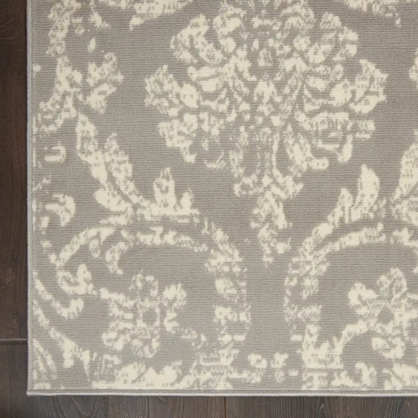 Gray Damask Power Loom Non Skid Area Rug Photo 9