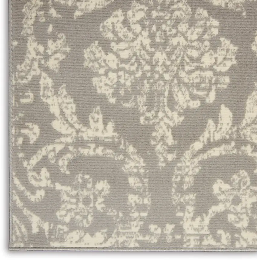 Gray Damask Power Loom Non Skid Area Rug Photo 9