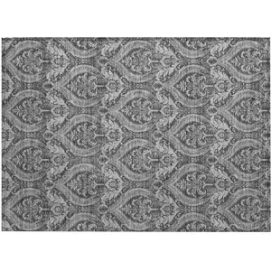 Photo of Gray Damask Washable Non Skid Indoor Outdoor Area Rug