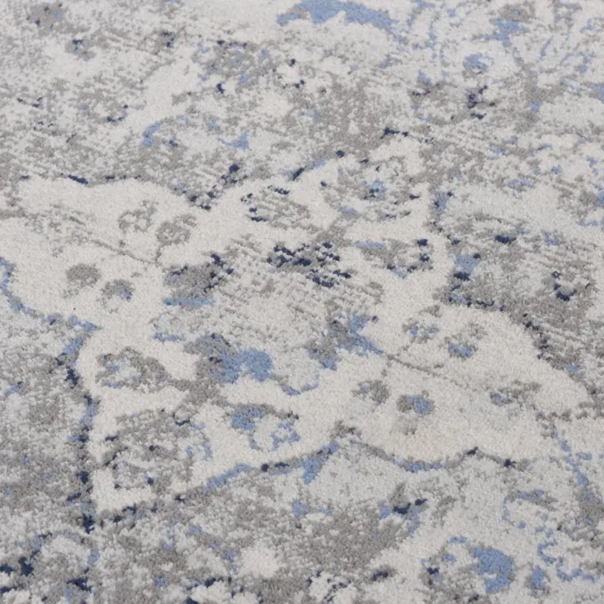 Gray Dark Blue Light Blue And Light Gray Medallion Area Rug Photo 1