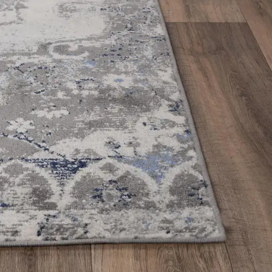 Gray Dark Blue Light Blue And Light Gray Medallion Area Rug Photo 3
