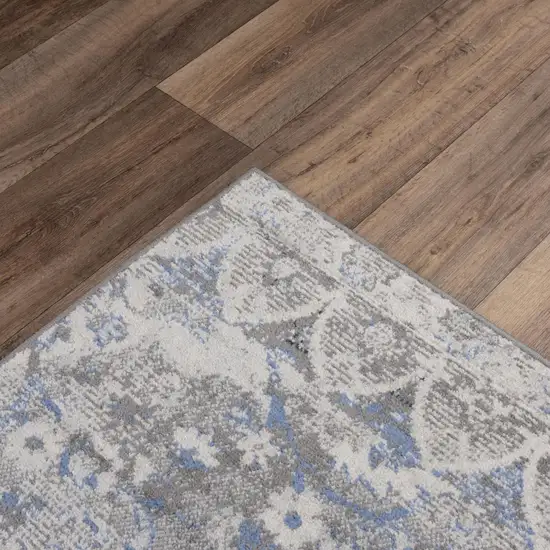Gray Dark Blue Light Blue And Light Gray Medallion Area Rug Photo 4