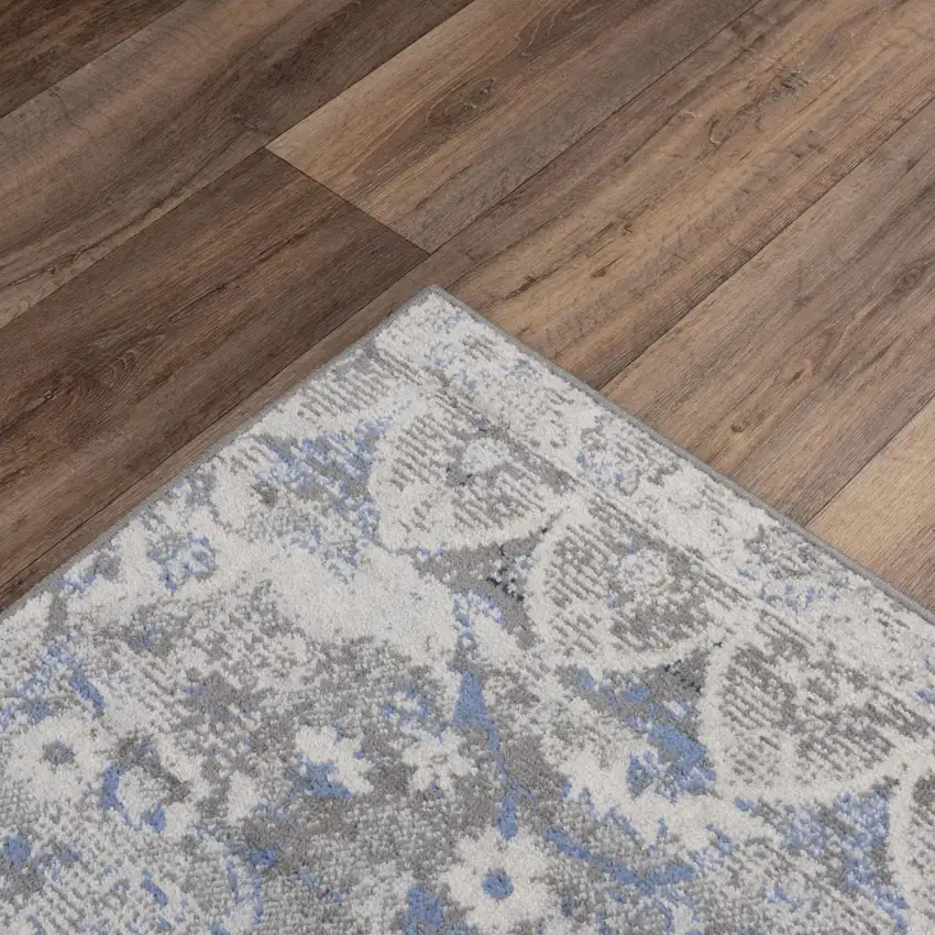 Gray Dark Blue Light Blue And Light Gray Medallion Area Rug Photo 4