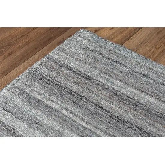 Gray Dark Gray And Ivory Striped Hand Tufted Area Rug Photo 2