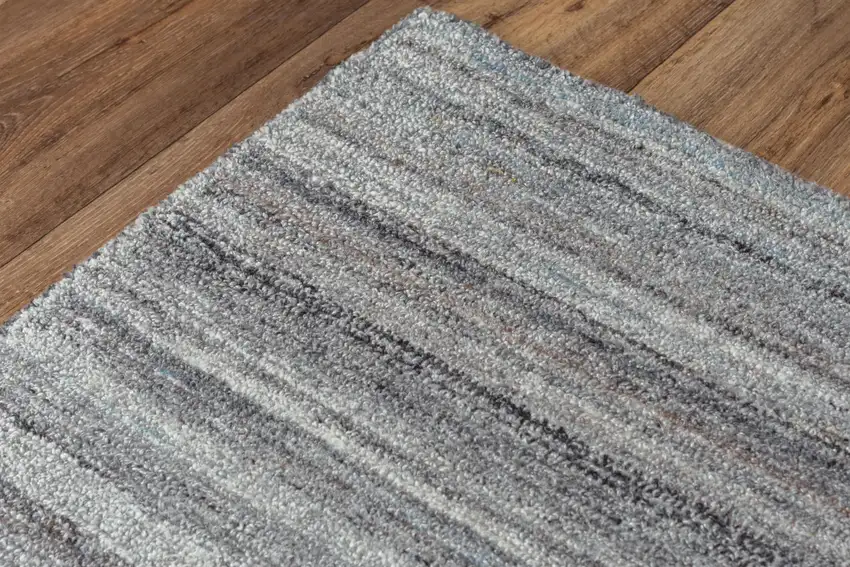 Gray Dark Gray And Ivory Striped Hand Tufted Area Rug Photo 2