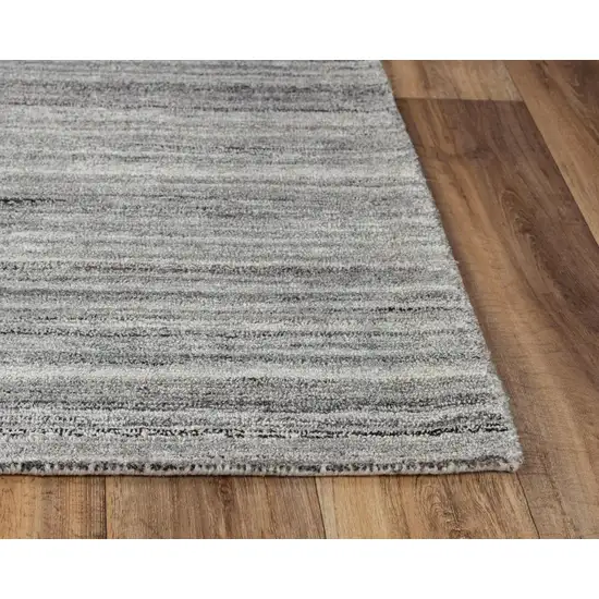 Gray Dark Gray And Ivory Striped Hand Tufted Area Rug Photo 4