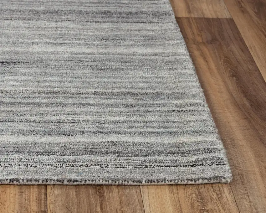 Gray Dark Gray And Ivory Striped Hand Tufted Area Rug Photo 4