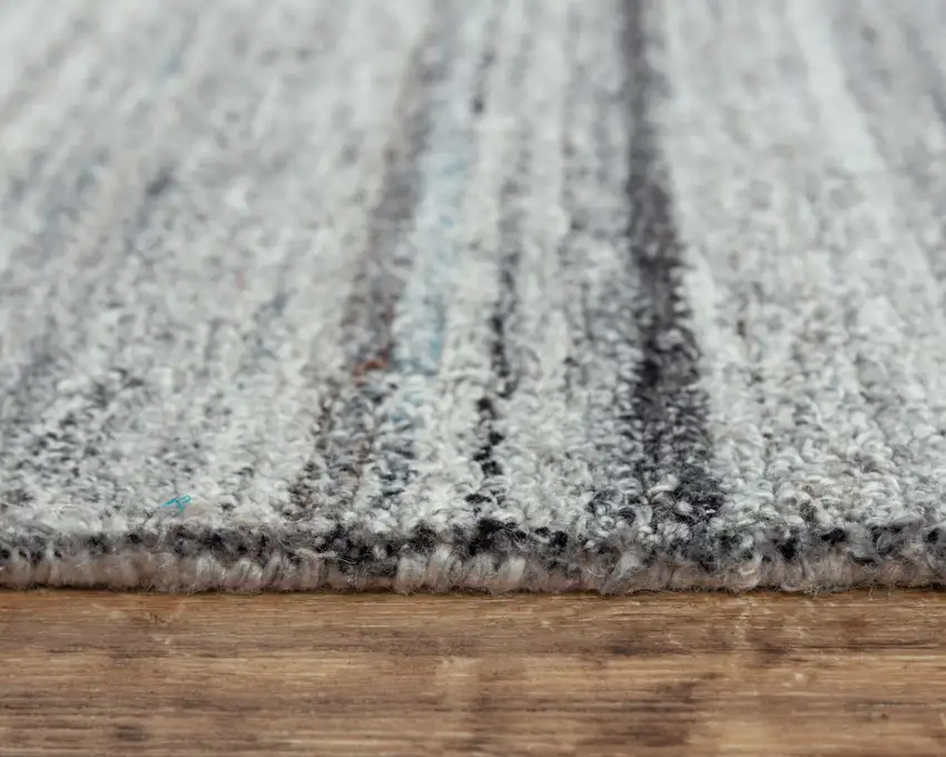Gray Dark Gray And Ivory Striped Hand Tufted Area Rug Photo 5