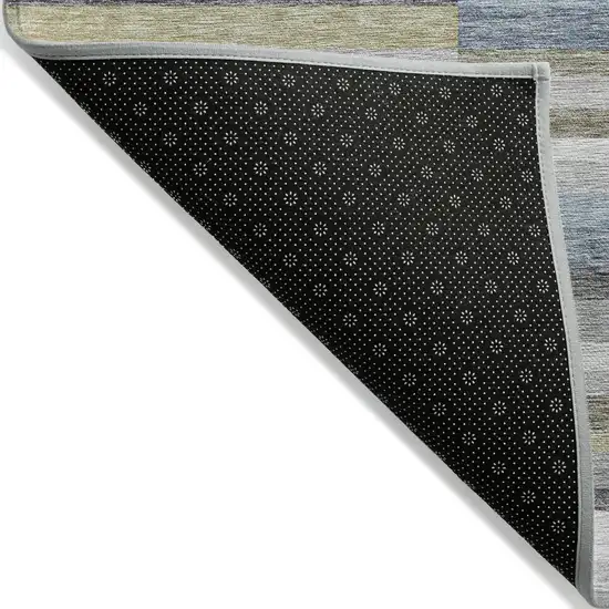 Gray Denim Blue And Sky Blue Striped Washable Indoor Outdoor Area Rug Photo 2