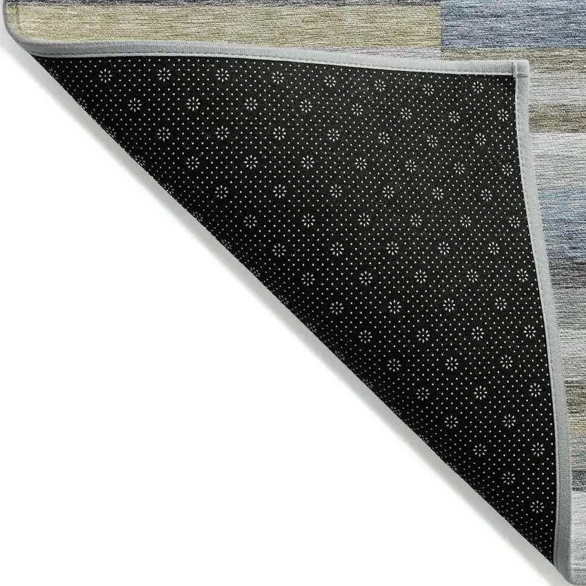 Gray Denim Blue And Sky Blue Striped Washable Indoor Outdoor Area Rug Photo 2