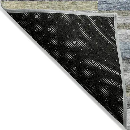 Gray Denim Blue And Sky Blue Striped Washable Indoor Outdoor Area Rug Photo 2