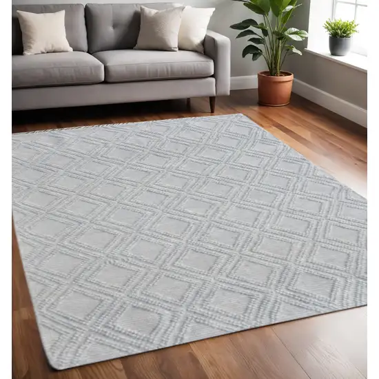 Gray Geometric Handmade Area Rug Photo 2