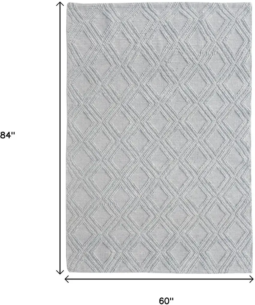 Gray Geometric Handmade Area Rug Photo 6
