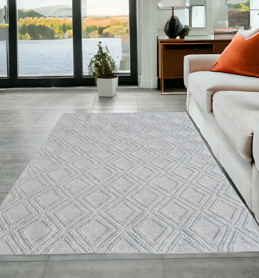 Gray Geometric Dhurrie Area Rug Photo 1