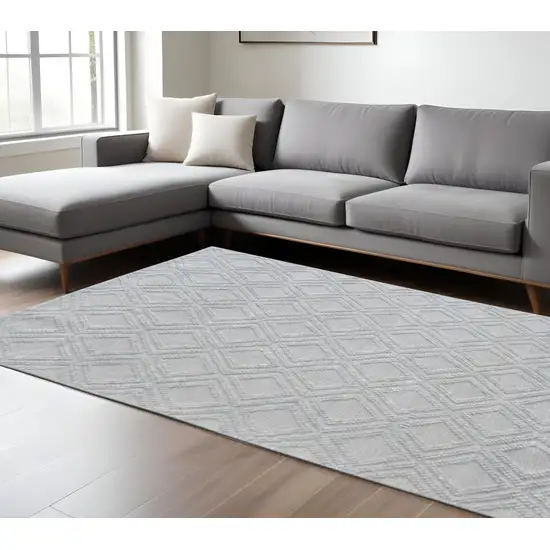 Gray Geometric Handmade Area Rug Photo 2