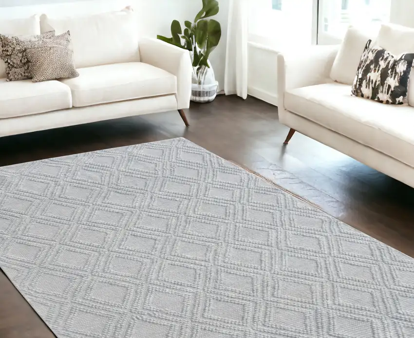 Gray Geometric Dhurrie Area Rug Photo 1