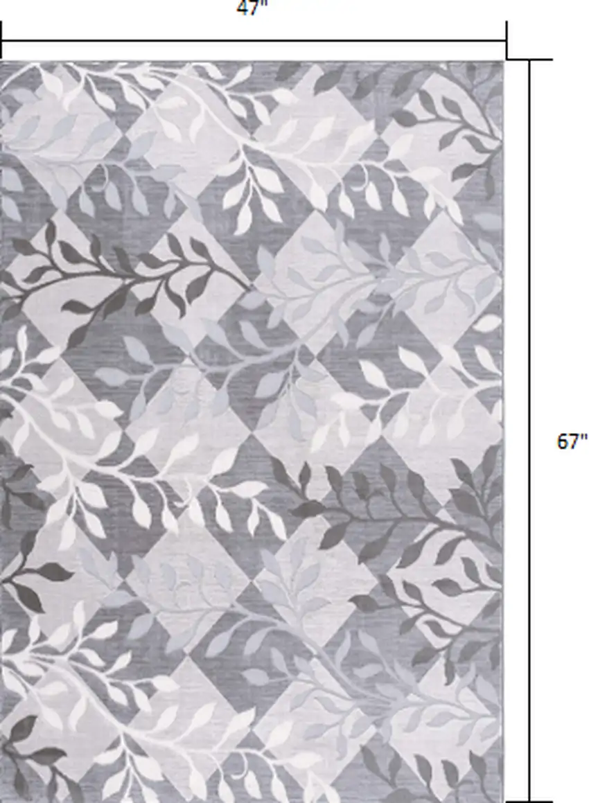 Gray Diamond and Vines Area Rug Photo 2