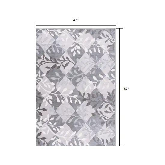 Gray Diamond and Vines Area Rug Photo 2
