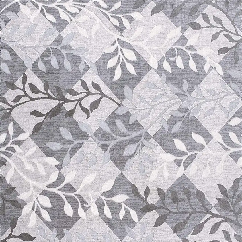 Gray Diamond And Vines Area Rug Photo 4