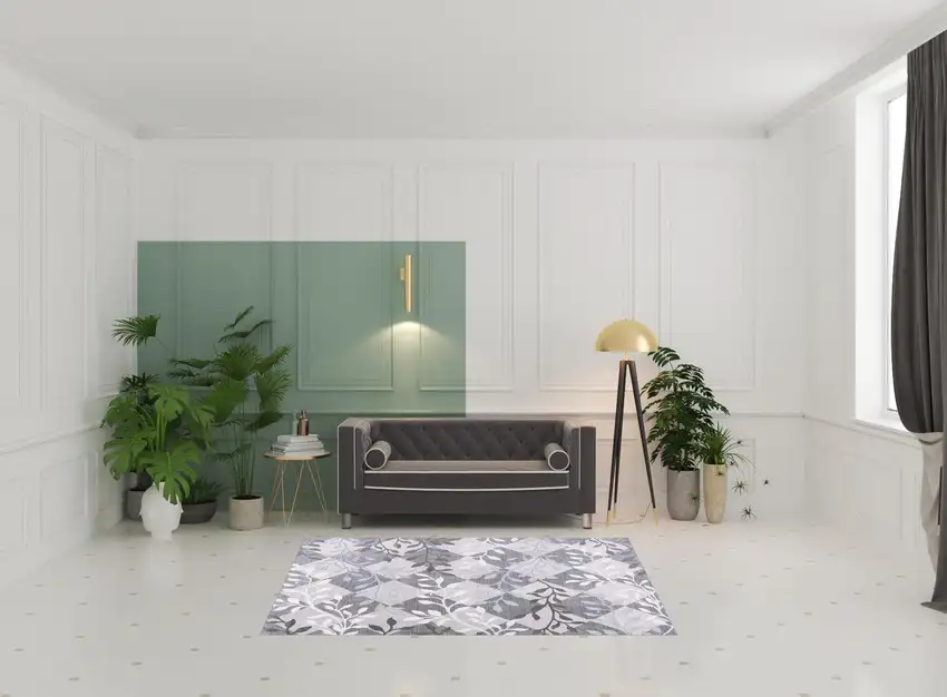 Gray Diamond and Vines Area Rug Photo 6