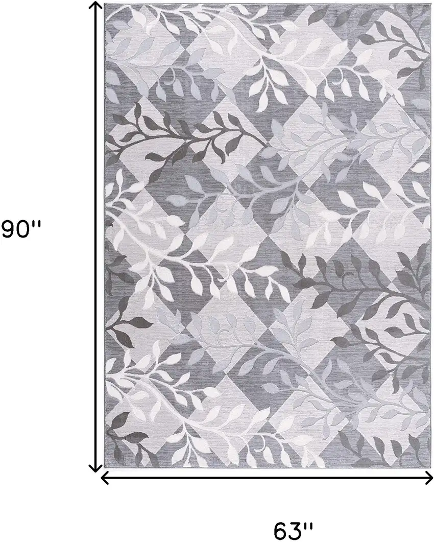 Gray Diamond And Vines Area Rug Photo 9