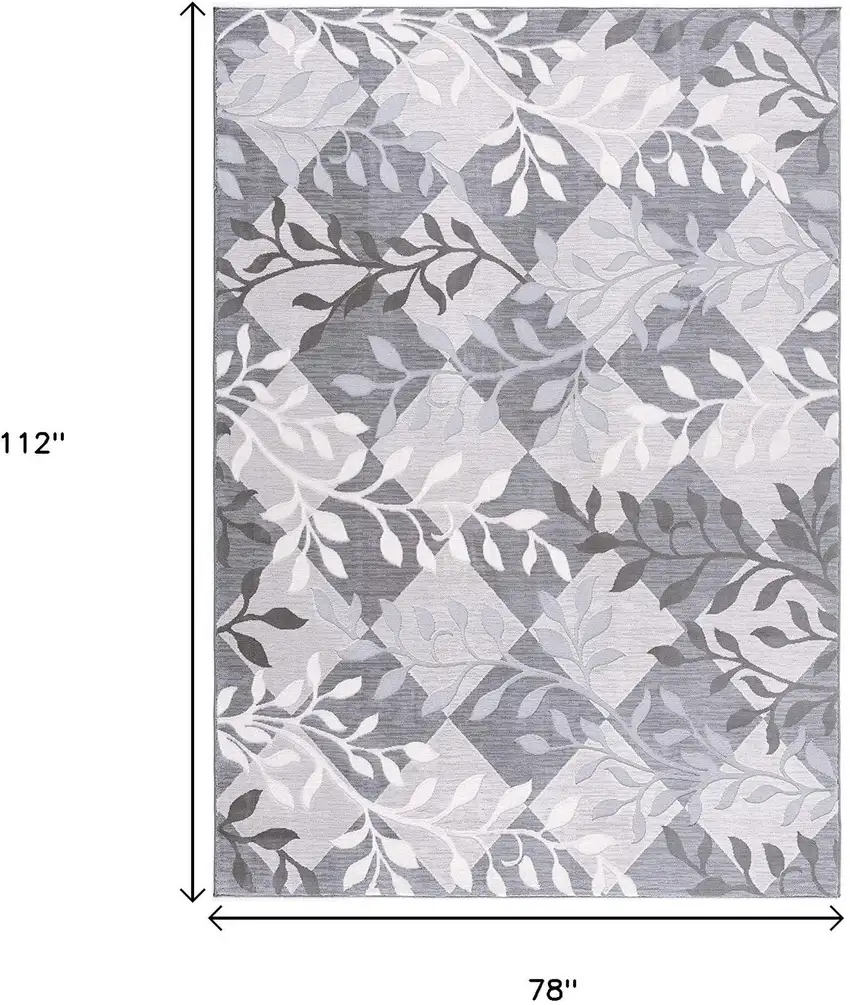 Gray Diamond And Vines Area Rug Photo 3