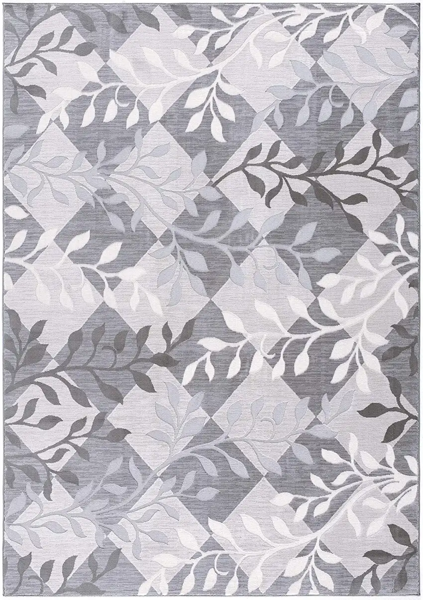 Gray Diamond And Vines Area Rug Photo 4