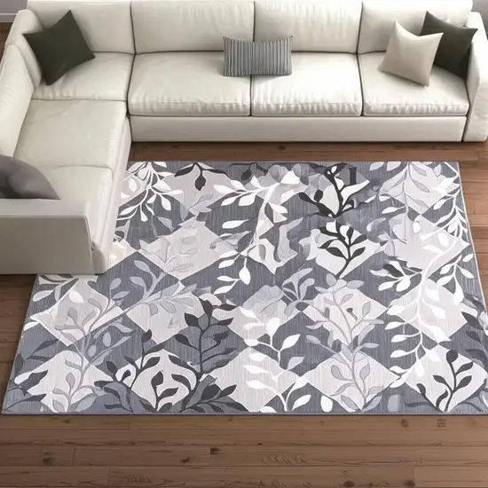 Gray Diamond And Vines Area Rug Photo 1