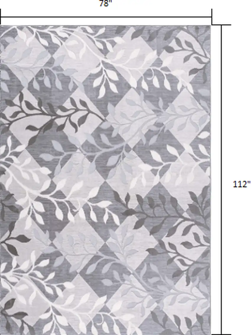 Gray Diamond and Vines Area Rug Photo 8