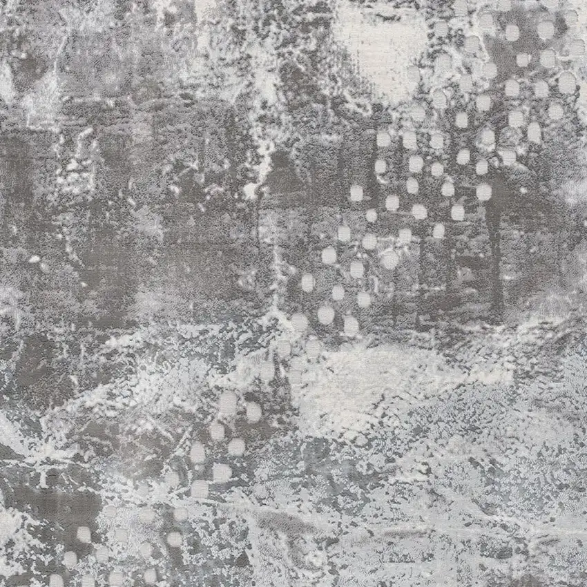 Gray And Ivory Abstract Shag Area Rug Photo 5