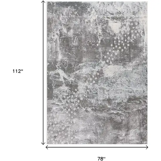 Gray And Ivory Abstract Shag Area Rug Photo 3