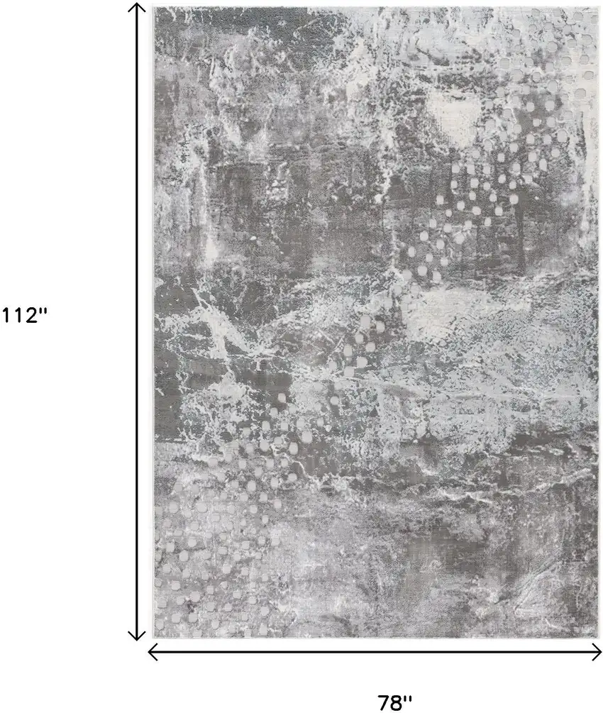 Gray And Ivory Abstract Shag Area Rug Photo 3