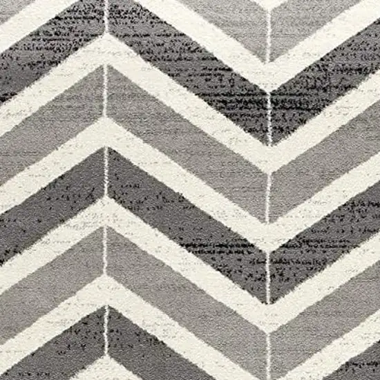 Gray And Ivory Chevron Distressed Area Rug Photo 7