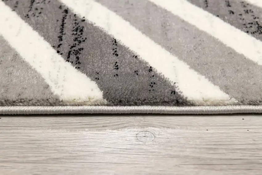Gray Distressed Chevron Area Rug Photo 8