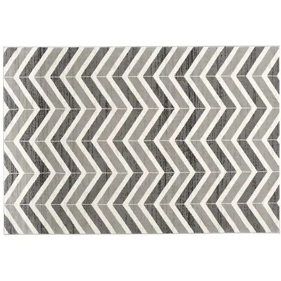 Gray And Ivory Chevron Distressed Area Rug Photo 2