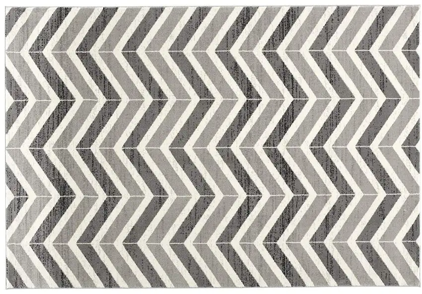 Gray And Ivory Chevron Distressed Area Rug Photo 2