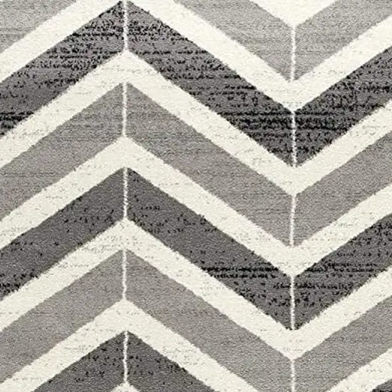 Gray Chevron Power Loom Area Rug Photo 5