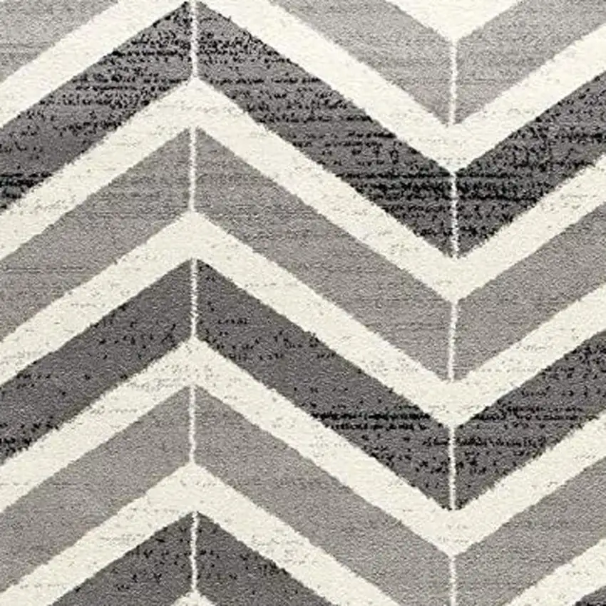 Gray Chevron Power Loom Area Rug Photo 5