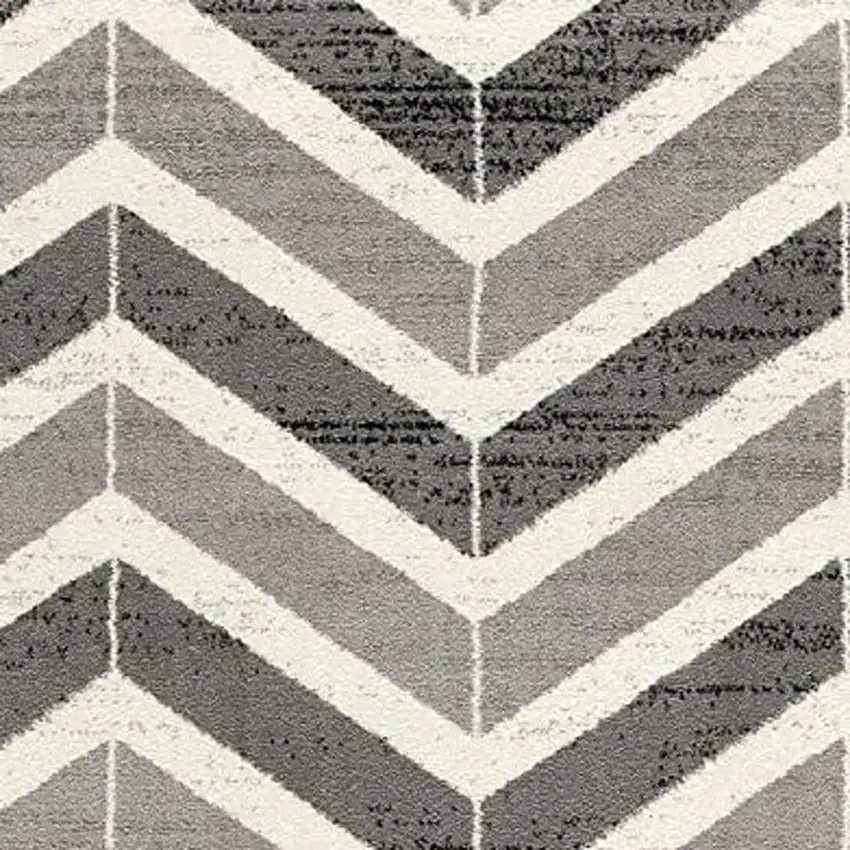 Gray Chevron Power Loom Area Rug Photo 9