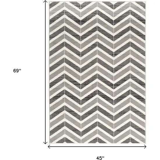 Gray Chevron Power Loom Area Rug Photo 3