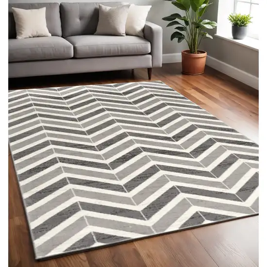 Gray Chevron Dhurrie Area Rug Photo 1