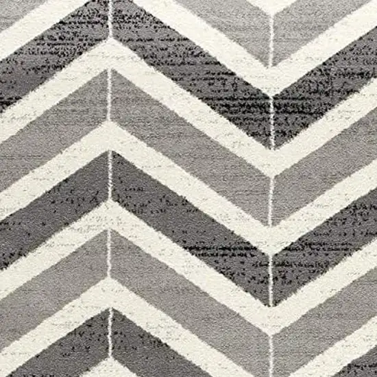 Gray Chevron Dhurrie Area Rug Photo 6