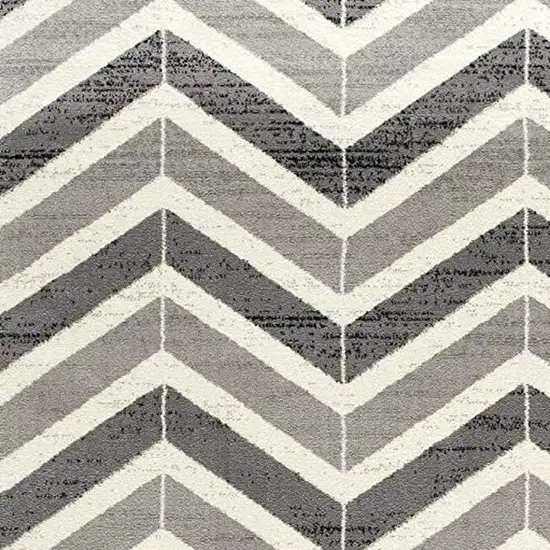 Gray Chevron Dhurrie Area Rug Photo 5