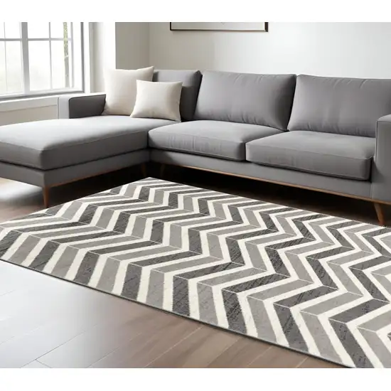 Gray Chevron Dhurrie Area Rug Photo 1