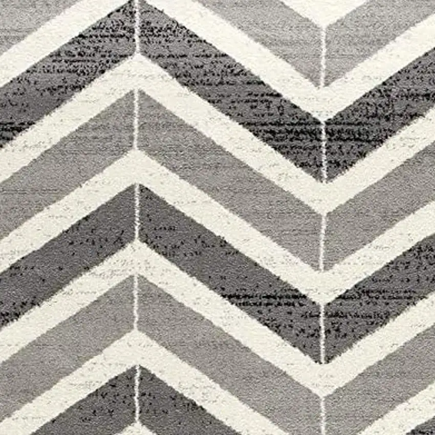 Gray Chevron Dhurrie Area Rug Photo 9