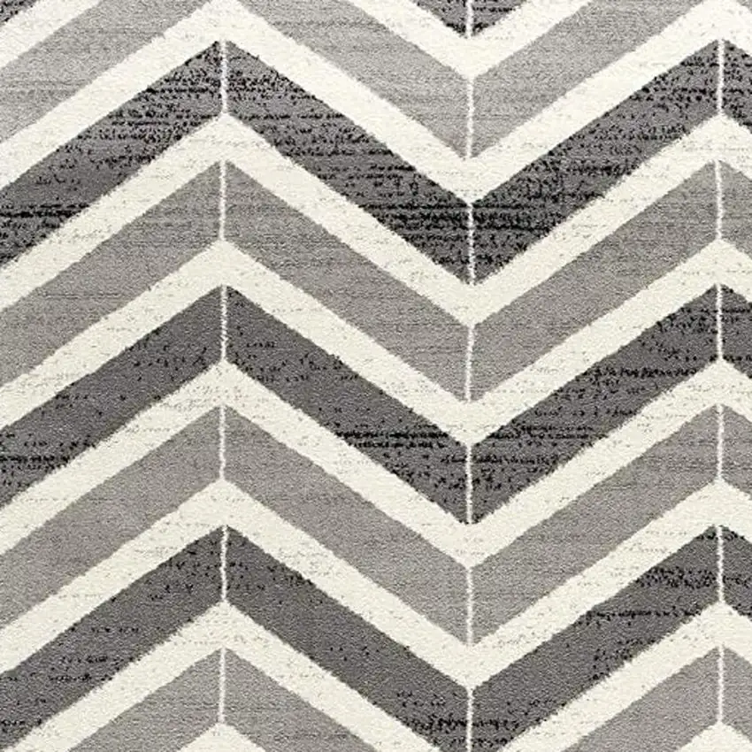 Gray Chevron Dhurrie Area Rug Photo 5