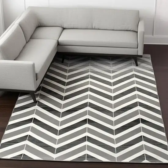 Gray Chevron Dhurrie Area Rug Photo 1