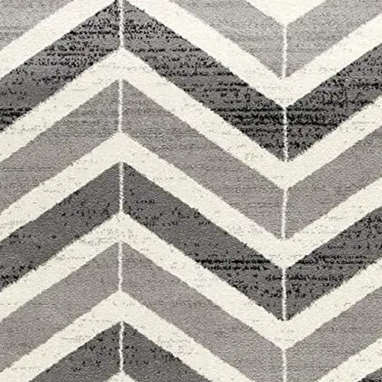 Gray Chevron Dhurrie Area Rug Photo 9